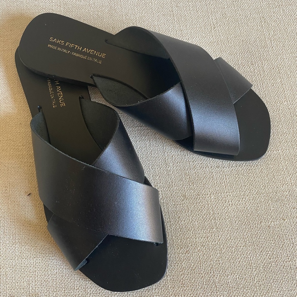 Black leather sandals